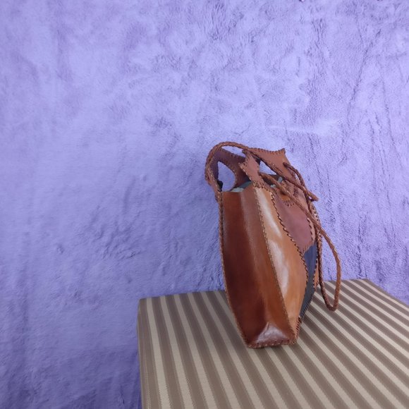 Leather Tote, Shoulder bag, Hobo, Weave/Whipstitch Brown 100% Leather - Picture 2 of 13